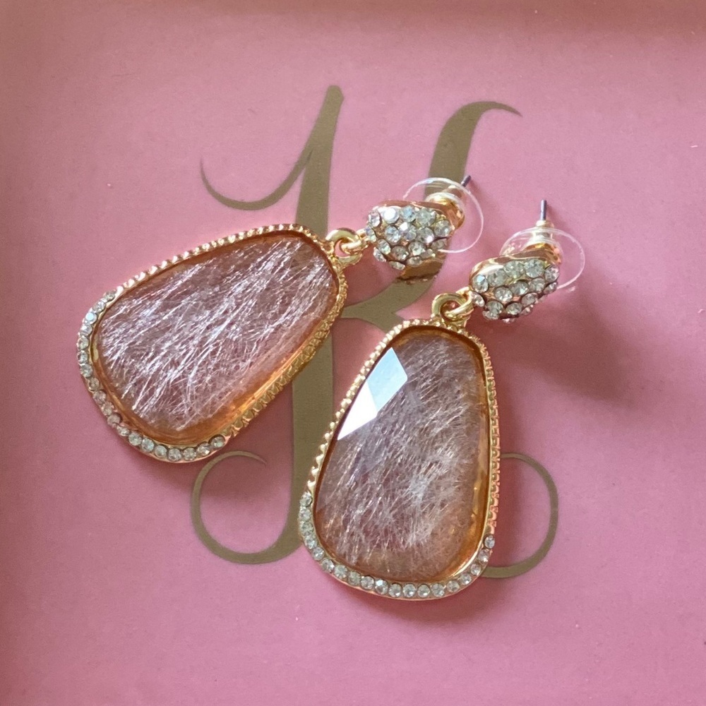 New Pink Rhinestone Earrings​ - Picture 2 of 2